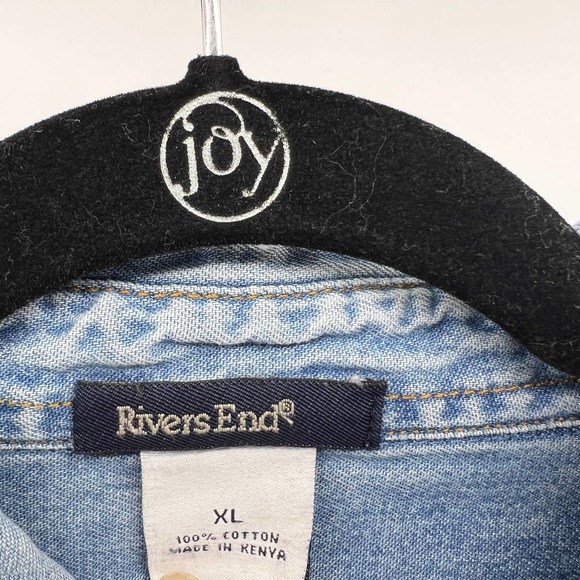 Vintage BNSF Blue Denim Long Sleeve Button Up Embroidered Shacket Men's XL - Picture 6 of 9